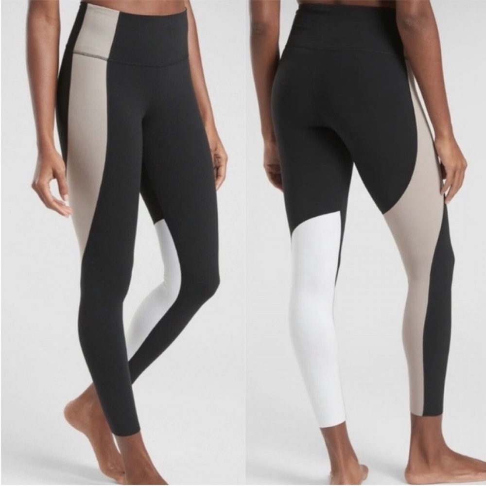 ATHLETA Black/Tan/White Elation Asym Leggings Size XS